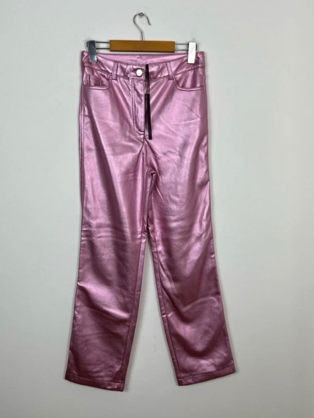 House Of Harlow 1960 Metallic Pink Faux Leather Pants